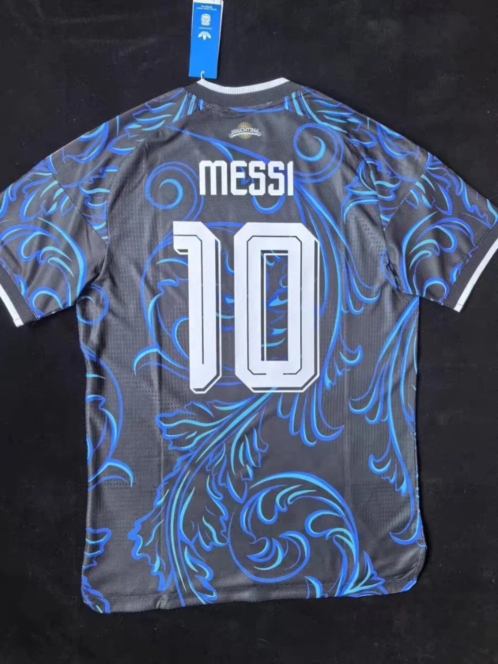 Men's Black & Blue Messi #10 Athletic Soccer Jersey
